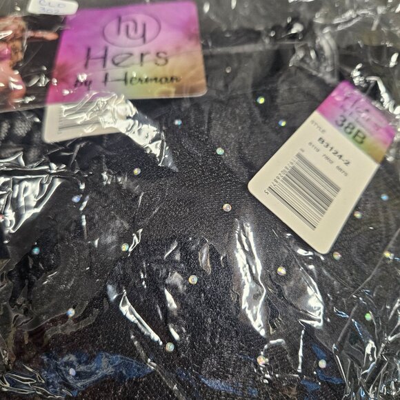 Hers by Herman 38B Black lacy bra with beads, XL Panties - Picture 5 of 8